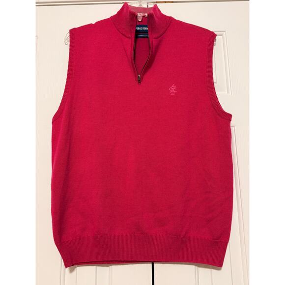 Ralph Lauren Polo Golf 1/4 Zip Sweater Wool Vest, Hot Pink, AAC, Size L - Picture 1 of 5